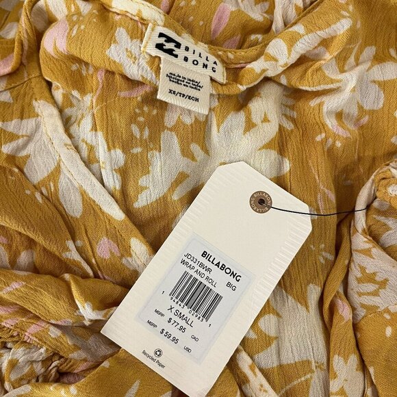 Billalong Women's Yellow Floral Wrap and Roll Dress - Size XS - NWT $77.95 - Picture 7 of 7